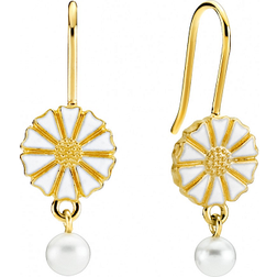 Lund Copenhagen Marguerit Earrings - Gold/White/Pearls