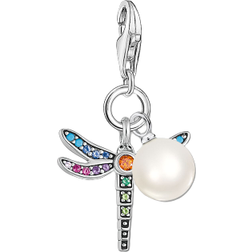 Thomas Sabo Charm Club Collectable Dragonfly Charm Pendent - Silver/Black/Pearl/Multicolour