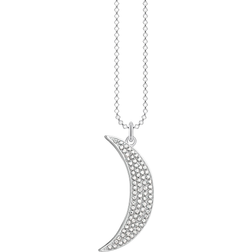 Thomas Sabo Pavé Crescent Moon Necklace - silver/Transparent