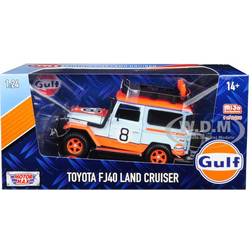 Motormax Toyota FJ40 Land Cruiser #8 Gulf Oil White Limited Edition to 2400 pieces Worldwide 1/24 Diecast Model Car instock 79658
