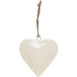 Ib Laursen Small White Metal Heart with Jute Hanging SMALL Christmas Tree Ornament