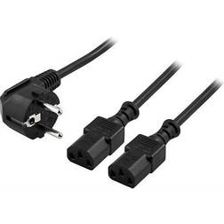 InLine 16657E Mains Y-Cable 1x Protective Plug to 2x IEC Plug 3 m Black, Black 3 m
