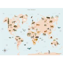 Vissevasse World Map Animals Poster 40x30cm