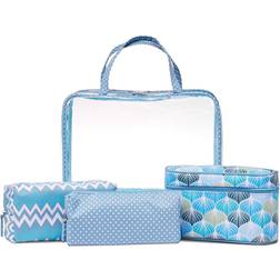 Gillian Jones Studio Transparent Cosmetic Bag Set - Blue