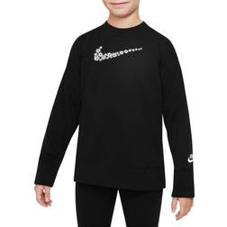 Nike Girl's Sportswear French Terry Crewneck Sweatshirt - Black/White