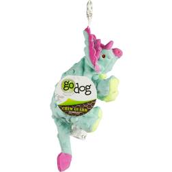 goDog 786200 Dinos Frills Durable Plush Squeaker Dog Toy, Teal Small