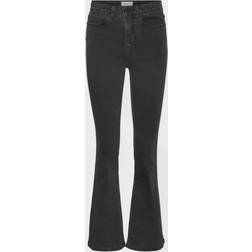 Noisy May – Sallie – Mörkgrå utsvängda jeans med medelhög midja-Grå/a
