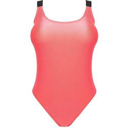 Calvin Klein Intense Power Rib Scoop Swimsuit Coral