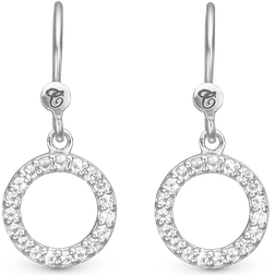 Christina Hanging Topaz Circle Earring - Silver/Transparent