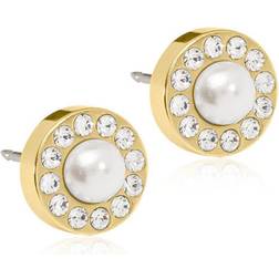 Blomdahl Brilliance Halo Earrings - Gold/Transparent/Pearl