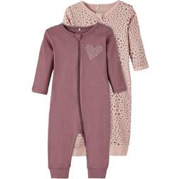 Name It Baby Girls Heart Leopard Rompers 2 Pack - Rose Taupe (13206277)
