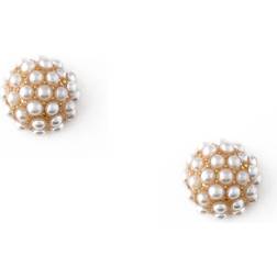 Orelia Encrusted Domed Stud Earrings - Gold/Pearls