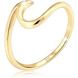 Elli Women's 925 Sterling Gold-Plated Wave Statement Blogger Trend Ring