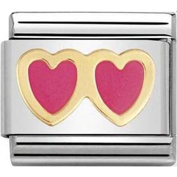 Nomination Composable Classic Double Heart Link - Silver/Gold/Red