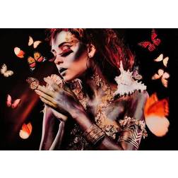 Woman with Butterflies Tavla 120x80cm