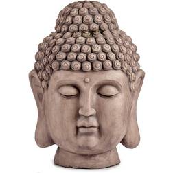 "Dekorativ Trädgårdsfigur Buddha Huvud Grå Polyresin (45,5 x 68 x 48 cm) Prydnadsfigur
