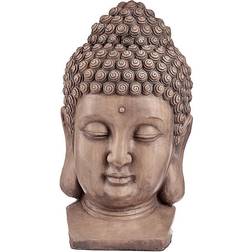 "Dekorativ Trädgårdsfigur Buddha Huvud Grå Polyresin (35 x 65,5 x 38 cm) Prydnadsfigur