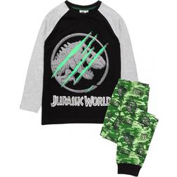 Jurassic World Boy's Camo Long-Sleeved Pyjama Set - Black/Grey/Green