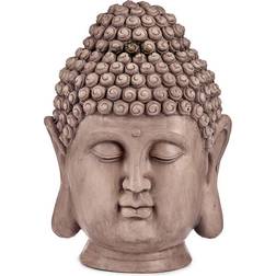 "Dekorativ Trädgårdsfigur Buddha Huvud Grå Polyresin (31,5 x 50,5 x 35 cm) Prydnadsfigur