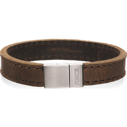 Scrouples Force Leather Bracelet - Silver/Brown