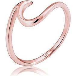 Elli Women's 925 Sterling Rose Gold-Plated Wave Statement Blogger Trend Ring