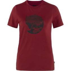 Fjällräven Abisko Wool Fox Ss W, Pomegranate Red-Dark Navy, S, Tröjor Och T-Shirts
