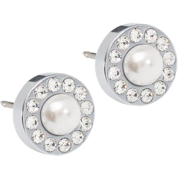 Blomdahl Brilliance Halo Earrings - Silver/Transparent/Pearl