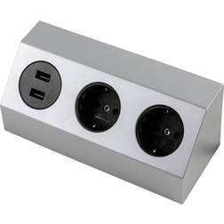 Heitronic Salerno hörnbox 2-vägs 2 USB uttag Silver/Vit