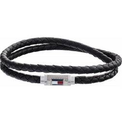 Tommy Hilfiger Double Braided Leather Bracelet - Silver/Black