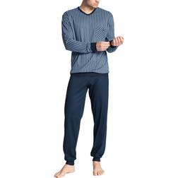 Calida Relax Imprint Pajama With Cuff - Blue