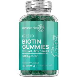 Maxmedix Biotin Gummies för Hår, Hud & Naglar 60 godisvitaminer Naturigt Tillskott Med zink och vitaminer