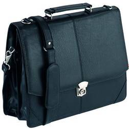 Falcon Synthetic Leather Flapover Briefcase Black