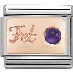 Nomination Composable Classic February Charm - Silver/Rose Gold/Amethyst