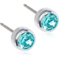 Blomdahl Bezel Titanium Earrings - Silver/Turquoise