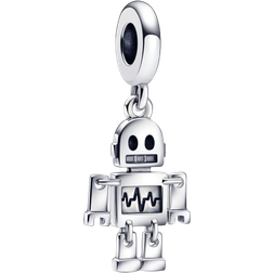 Pandora Bestie Bot Robot Dangle Charm - Silver/Black/White