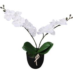 vidaXL Konstväxt Orkidé med kruka 30 cm vit Konstgjord växt