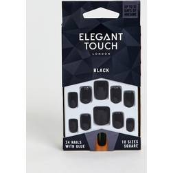 Elegant Touch Square False Nails-Black