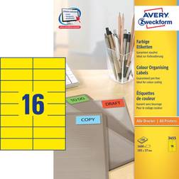 Avery 3455 färgade etiketter, 105x37 mm, gula