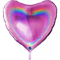 Heliumballong Hjärta Stor Rosaglitter