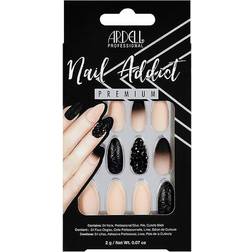 Ardell Nail Addict Premium Artificial Nail Set Black Stud & Pink Ombre 24-pack