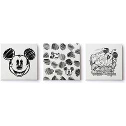 Disney Canvastavlor set av 3 Mickey Mouse Sketch 3x 30x30cm