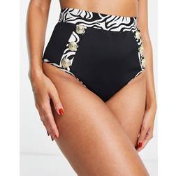 River Island Zebra High Waisted Bikini Bottoms