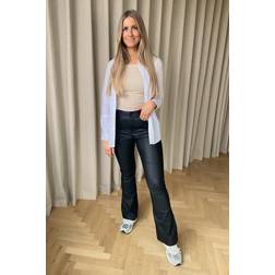 Noisy May Sallie coated flare trousers in