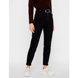 Pieces – Kesia – Svarta mom jeans med hög midja