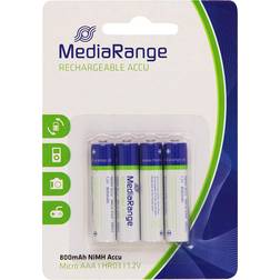 MediaRange Rechargeable NiMH Accus Micro AAA Compatible 4-pack