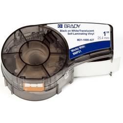 Brady M21-1000-427, Translucent, Vit, Självhäftande skrivaretikett, Vinyl, Termal transfer, Akryl, Permanent