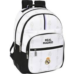 Real Madrid C.F. Skoletaske Sort Hvid (32 x 42 x 15 cm)