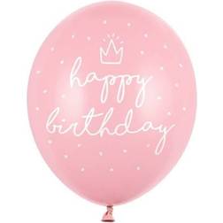 PartyDeco Latex Balloons Happy B-Day Pink