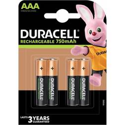 Duracell Uppladdningsbara AAA HR03 Batteri, 1.2v, 750mAh, NiMh 4-Pack
