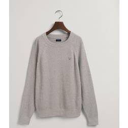 Gant Teens Casual Ribbed Cotton Crewneck Sweater - Light Gray Melange (984037-94)